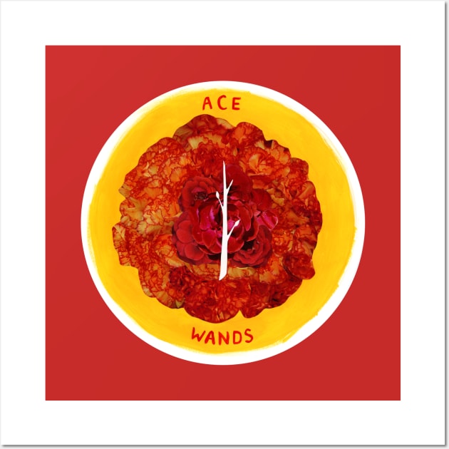 Ace of Wands Round Tarot Card Wall Art by studiogooz